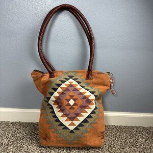Pine Creek Navajo Knit Boho Southwestern Tote Purse Hemp Cotton